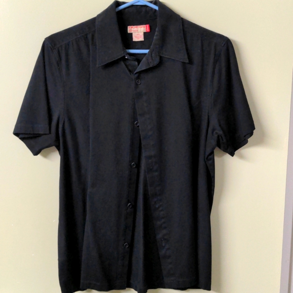Guess Black Short Sleeve Button Shirt